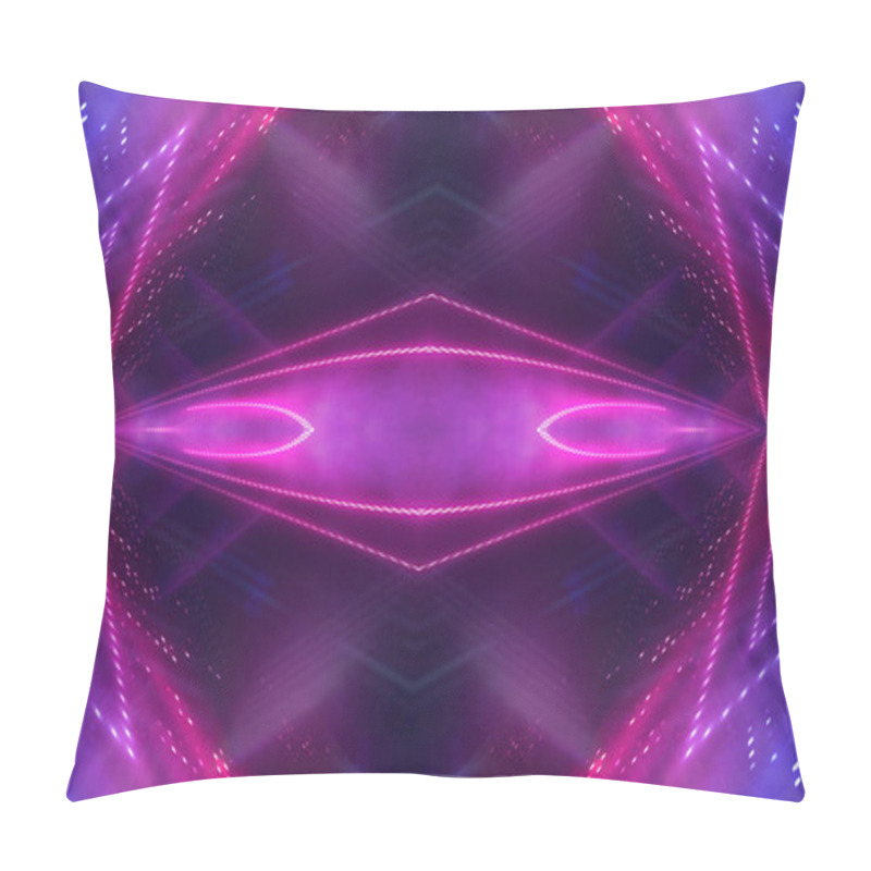 Personality  Abstract Neon Futuristic Background. Distortion Of Light Rays. Dark Futuristic Scene, Smoke, Smog, Rays And Lines. Illusion Fantastic, Neon Background, Tunnel. Dark Street Scene With Neon Lights.  Pillow Covers