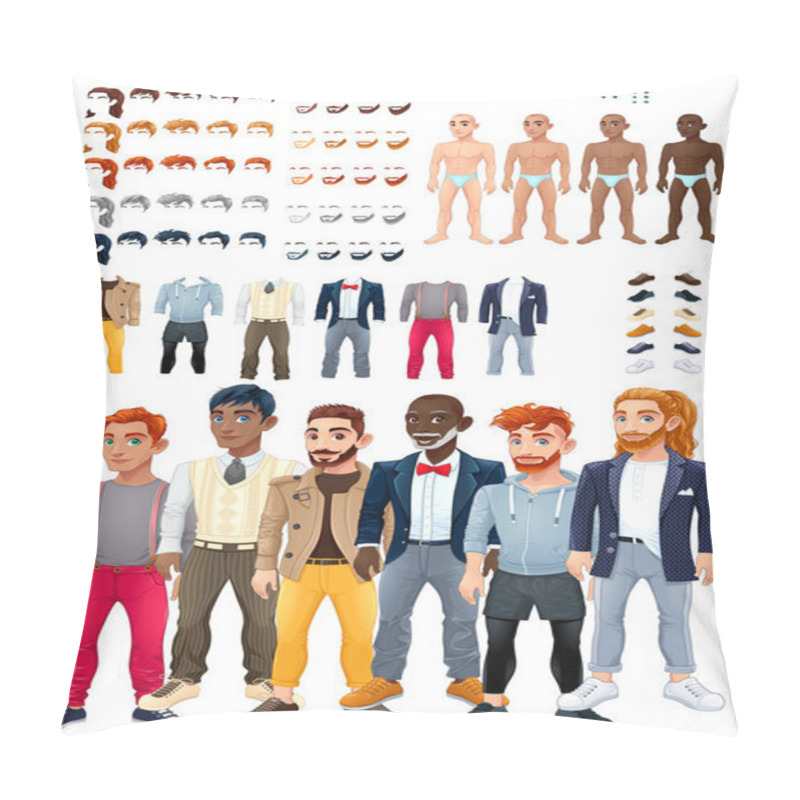 Personality  Dresses And Hairstyles Game With Male Avatars Pillow Covers