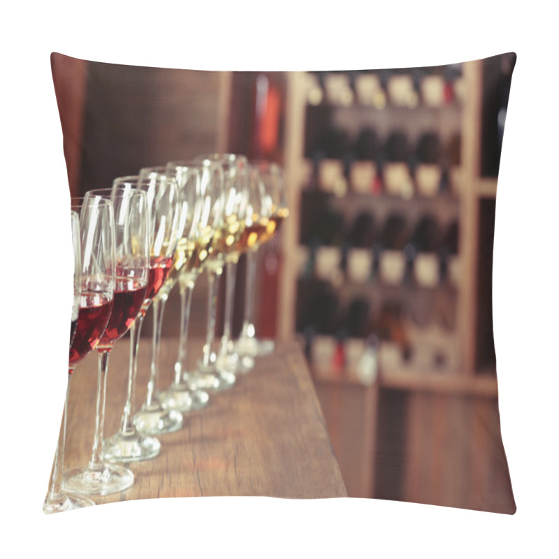 Personality  Many Glasses Of Different Wine  Pillow Covers