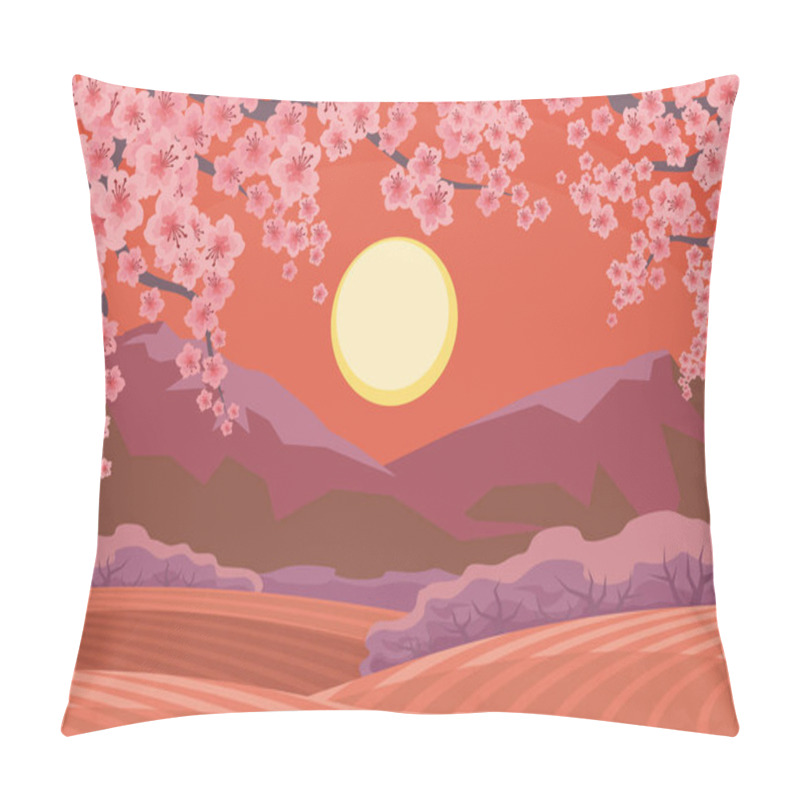 Personality  Sunrise And Sakura Pillow Covers