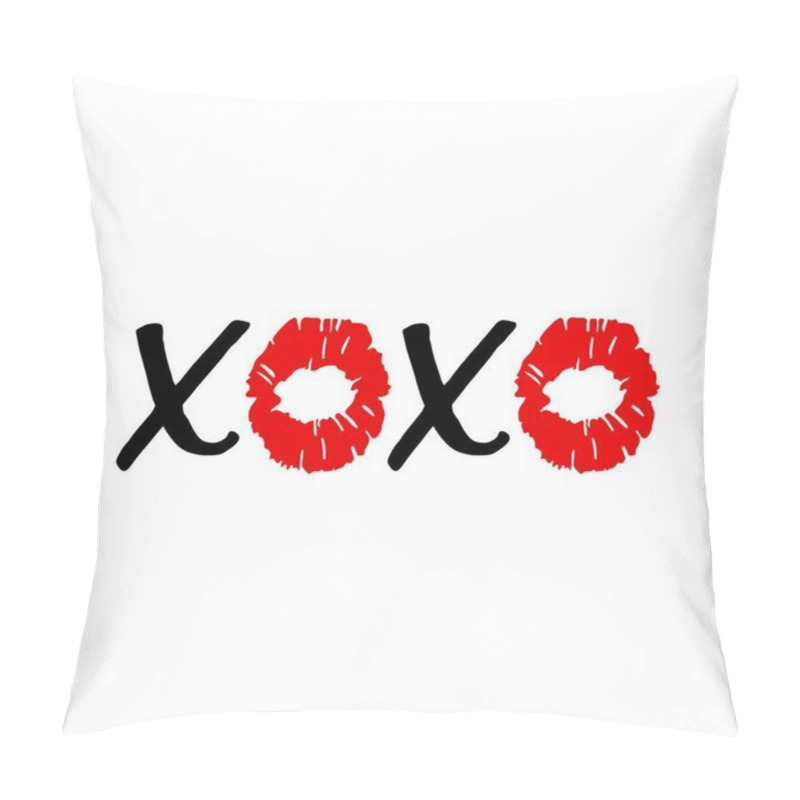 Personality  XOXO - Hugs And Kisses . Lip Kiss. Red Female Lips. Valentines Day. Vector Pillow Covers