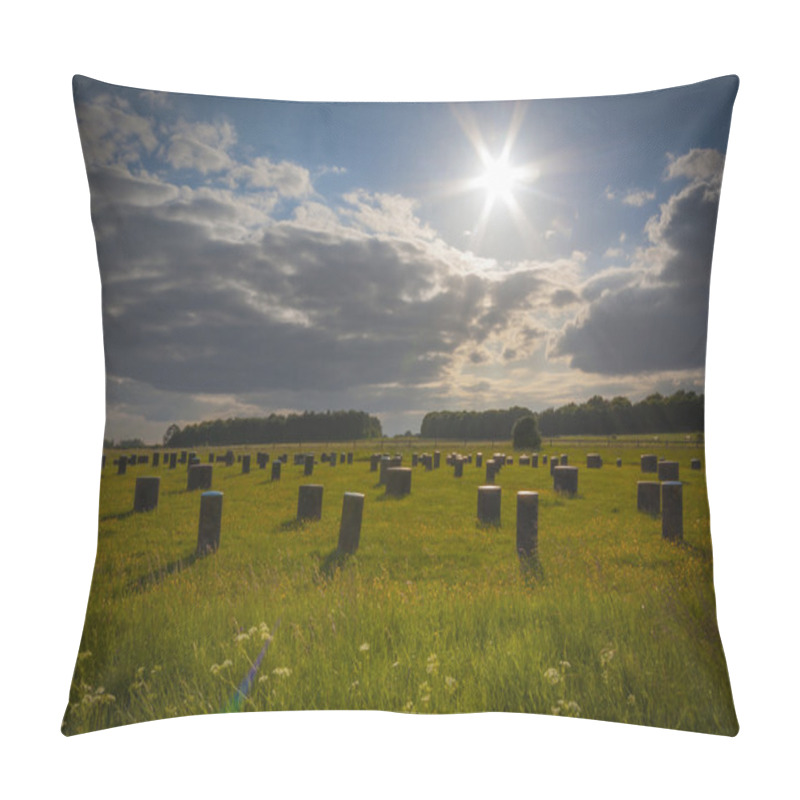 Personality  Woodhenge In Wiltshire Under A Blue Sky Pillow Covers