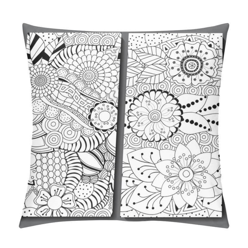 Personality  Set Of Two Seamless Floral Doodle Pattern. Stoc Vector Illustrat Pillow Covers