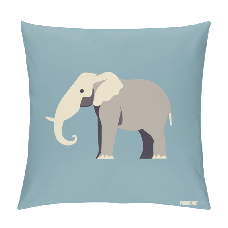 Personality  Stalwart Elephant Flat Vector Art Simple Icon. Pillow Covers