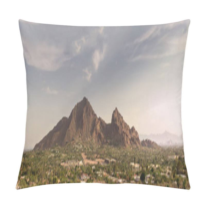 Personality  Phoenix,Az, Camelback Mountain, Wide Extra Detailed Banner Style Landscape Image Pillow Covers