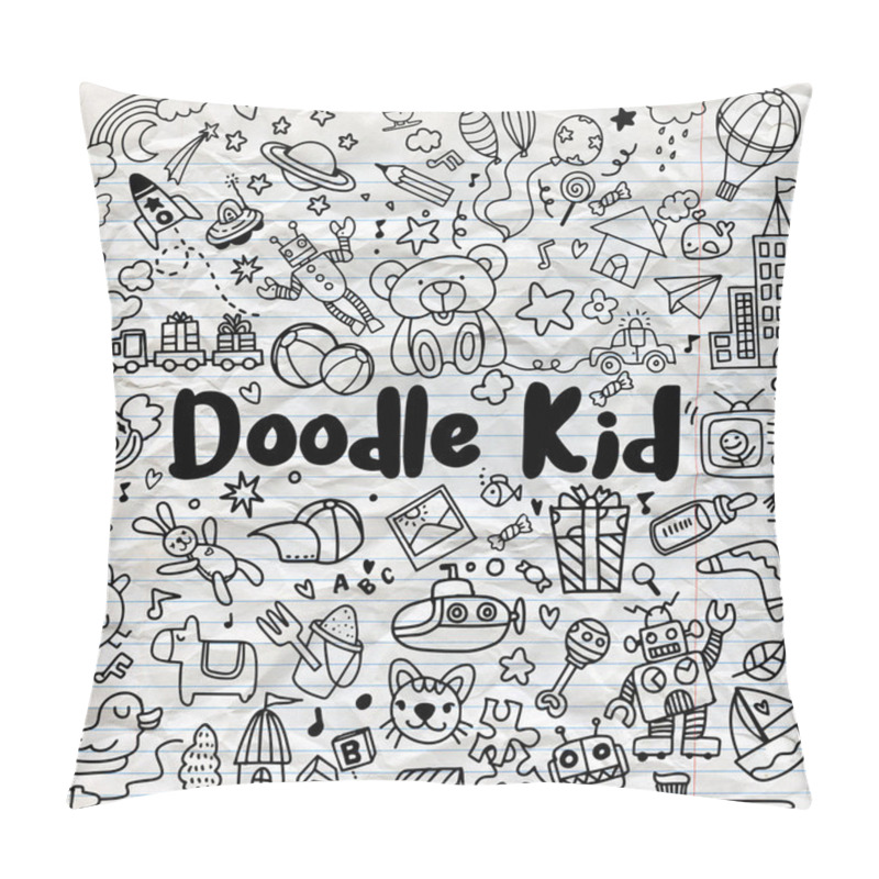 Personality  Hand Drawn Kids Doodle Set,Doodle Style Pillow Covers