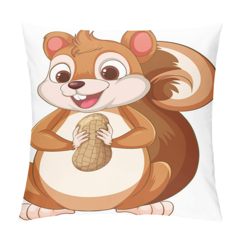 Personality  Vector Illustration Of A Happy Squirrel With A Nut Pillow Covers