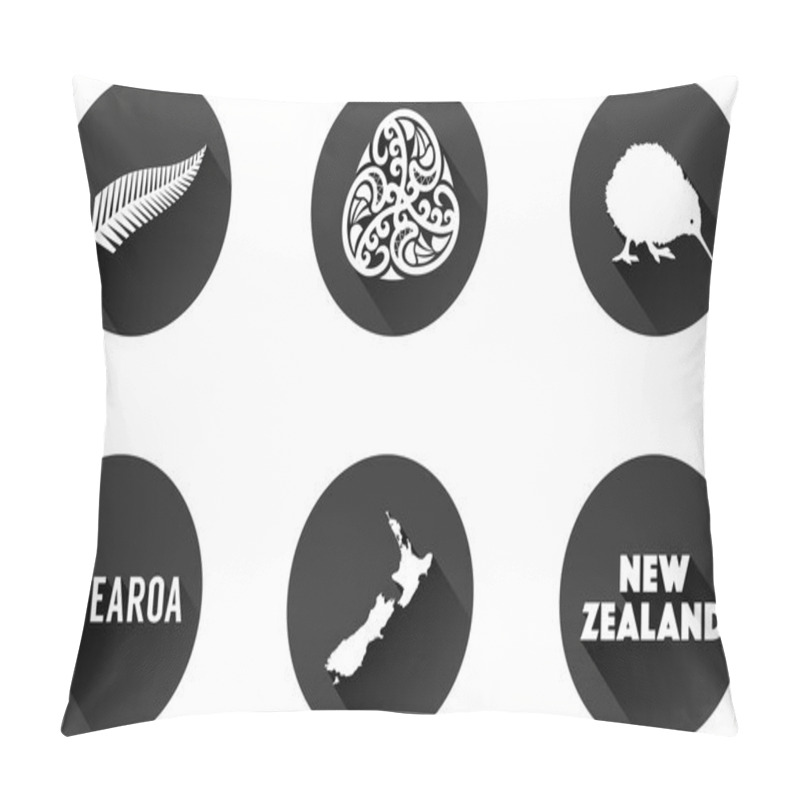 Personality  New Zealand Flat Icon Set Pillow Covers