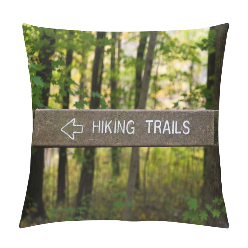 Personality  Hiking Trails Sign In A Autumn Park Pillow Covers