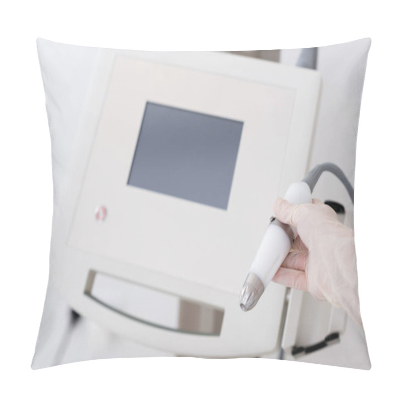 Personality  Partial View Of Cosmetologist And Cosmetology Apparatus In Salon Pillow Covers