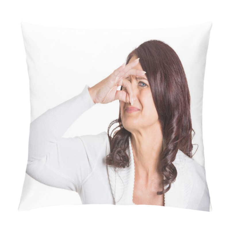 Personality  Woman Covers Her Nose Disgusted Something Stinks Pillow Covers