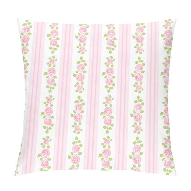 Personality  Retro Wallpaper With Roses On Striped Background Pillow Covers