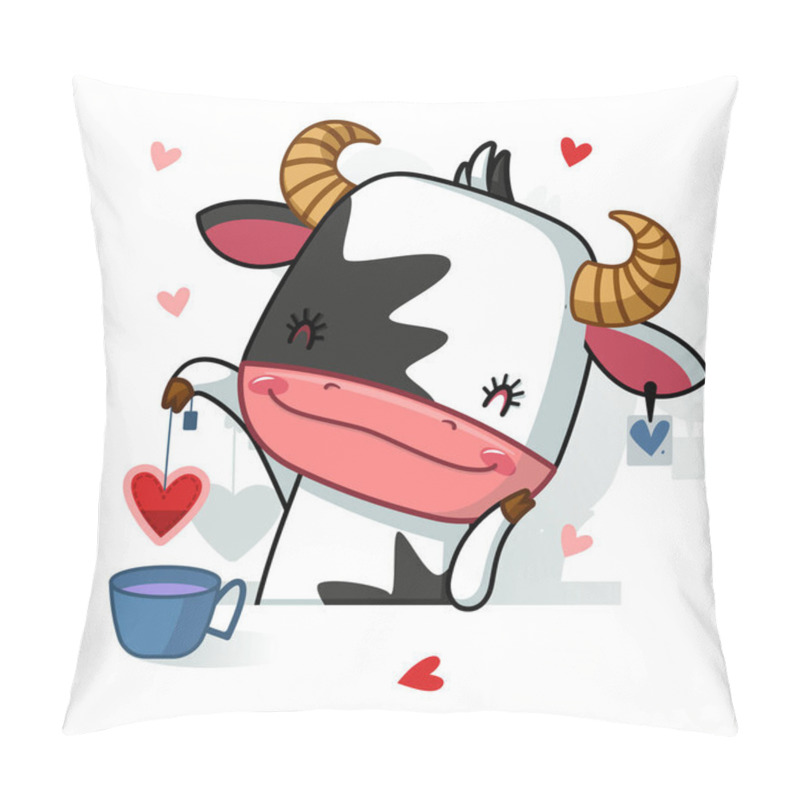 Personality  Cute Bull Makes Love / Vector Pillow Covers