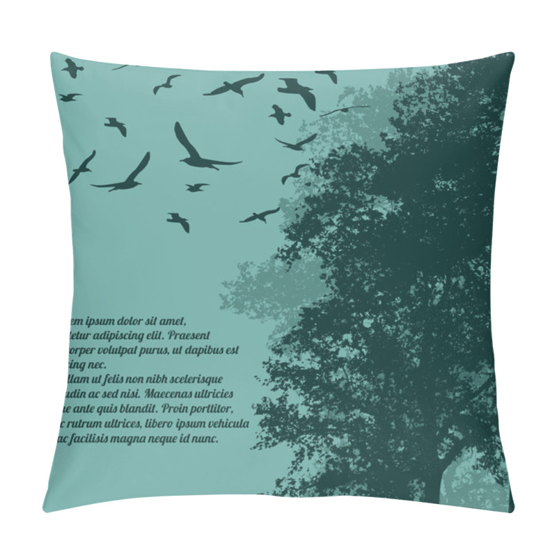 Personality  Beautiful Forest Trees With Flying Birds Pillow Covers