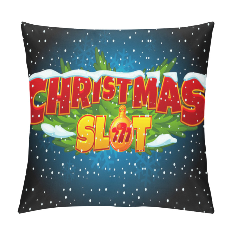 Personality  LOGO Christmas Slot With Christmas Golden Ball And Jackpot Symbol 777 For Slot Game. Pillow Covers