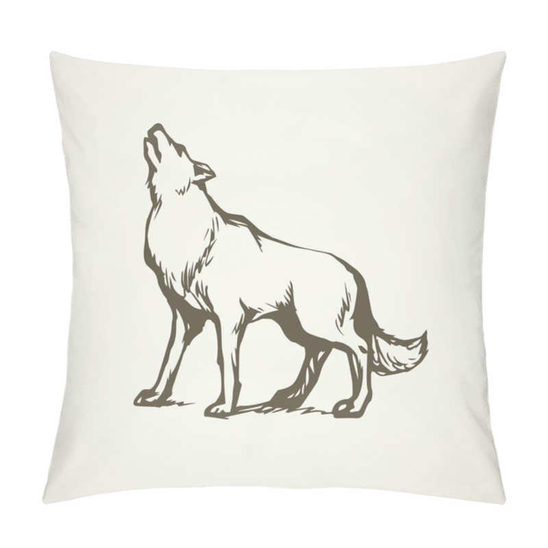 Personality  Wolf. Vector Drawing Pillow Covers