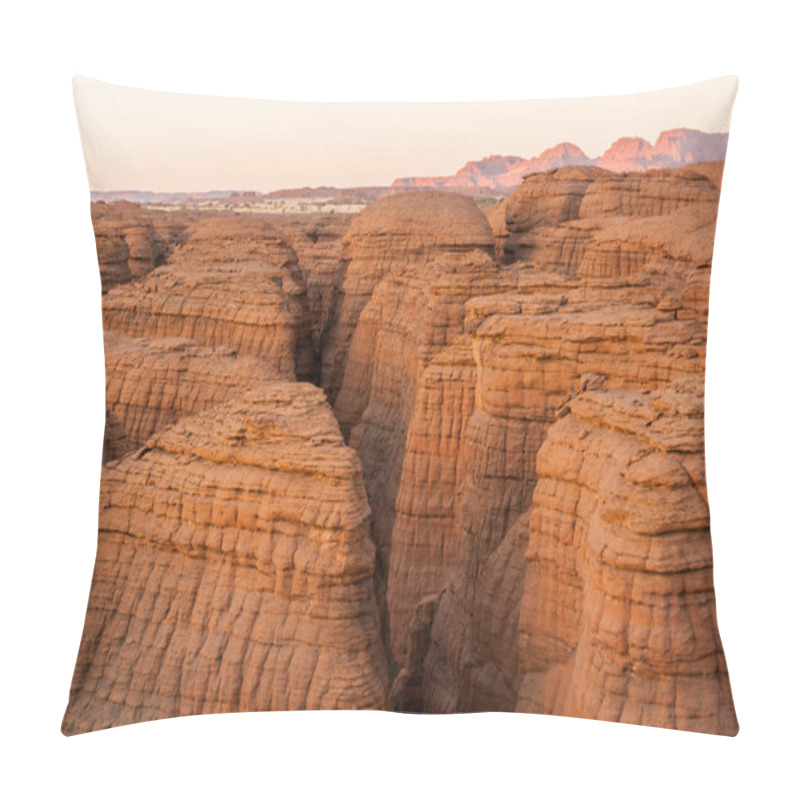 Personality  Labyrithe Of Rock Formation Called D'Oyo In Ennedi Plateau On Sahara Dessert, Chad, Africa. Pillow Covers