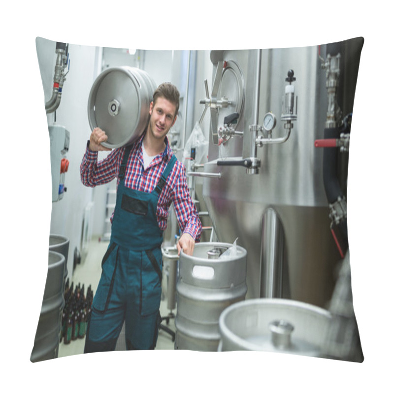 Personality  Brewer Carrying Keg On Shoulder  Pillow Covers