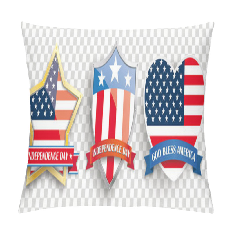 Personality  Set Of Independence Day Stickers On Checked Background Pillow Covers