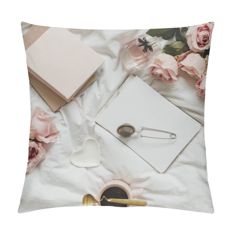 Personality  Romantic And Feminine Flat Lay On A Bed Pillow Covers