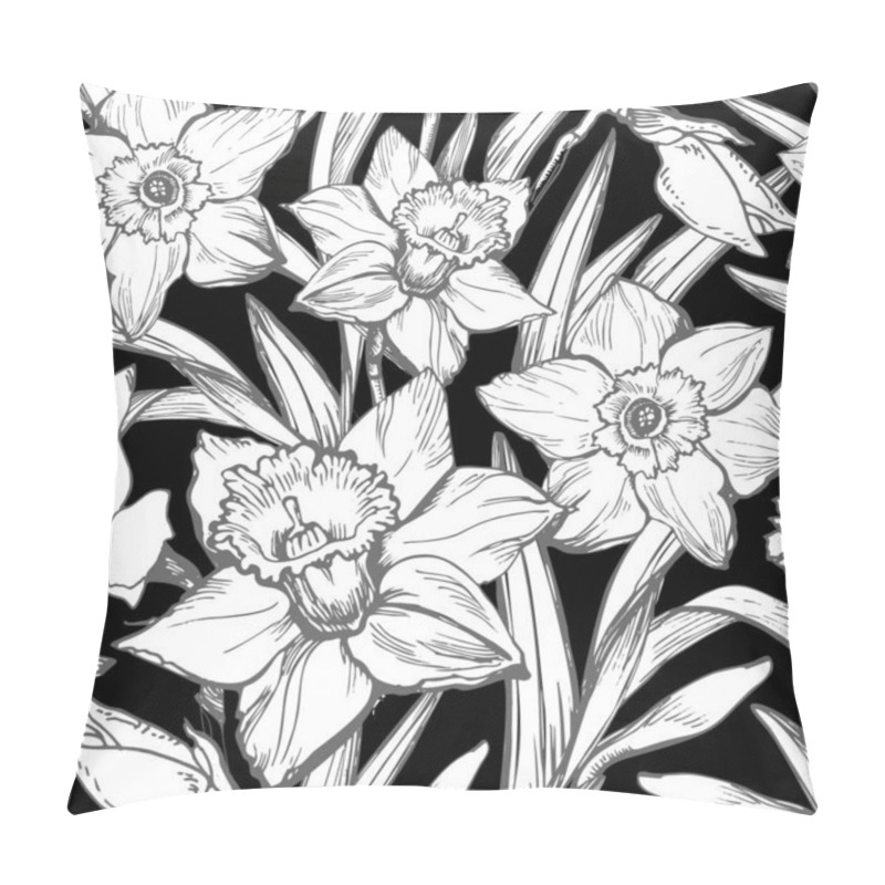 Personality  Monochrome Botanical Seamless Pattern With Silhouettes. Pillow Covers