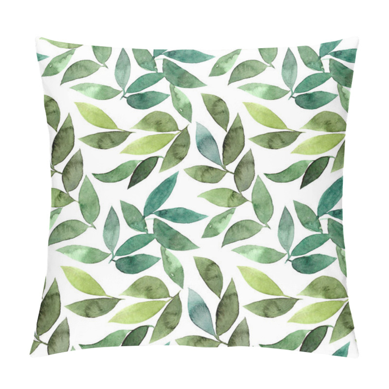 Personality  Hand Drawn Abstract Floral Wallpaper With Green Leaves Pillow Covers