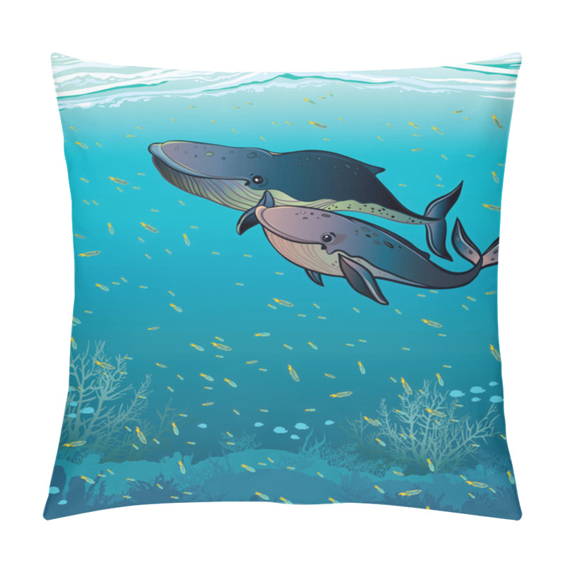 Personality  Couple Of Whales In The Sea Pillow Covers