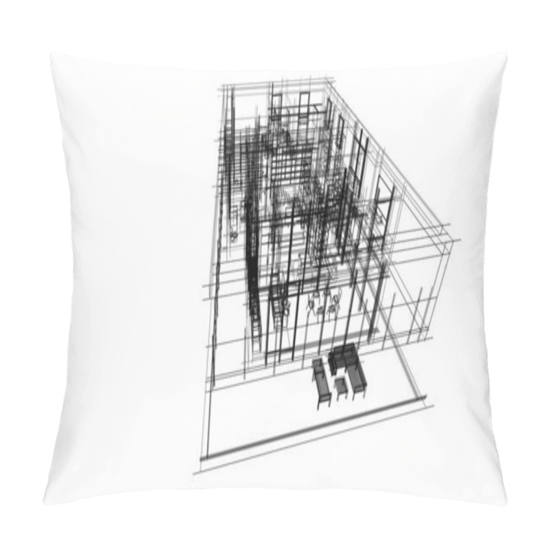 Personality   3D Modeling Software Design Of Architecture Building, Interior Illustration Pillow Covers