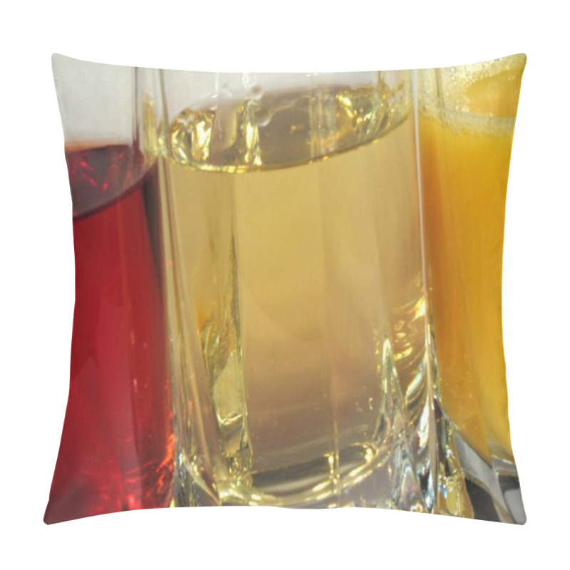 Personality  Apple, Orange And Grape Juice In Transparent Glasses Pillow Covers