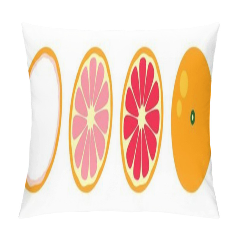 Personality  Orange Tangerine Grapefruit Lemon Lime On A White Background. Vector Illustration Of Summer Fruits And Citrus. Citrus Icons Are Silhouettes Of Pictograms. Tropical Fruit. Grapefruit Parts, Slices Pillow Covers