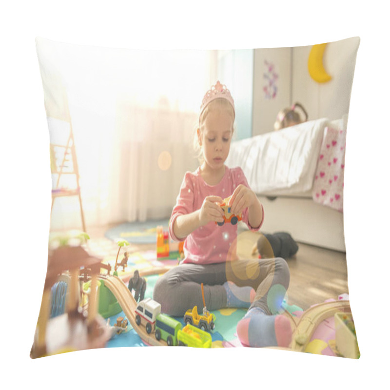 Personality  Girl Play With A Wooden Set Pillow Covers