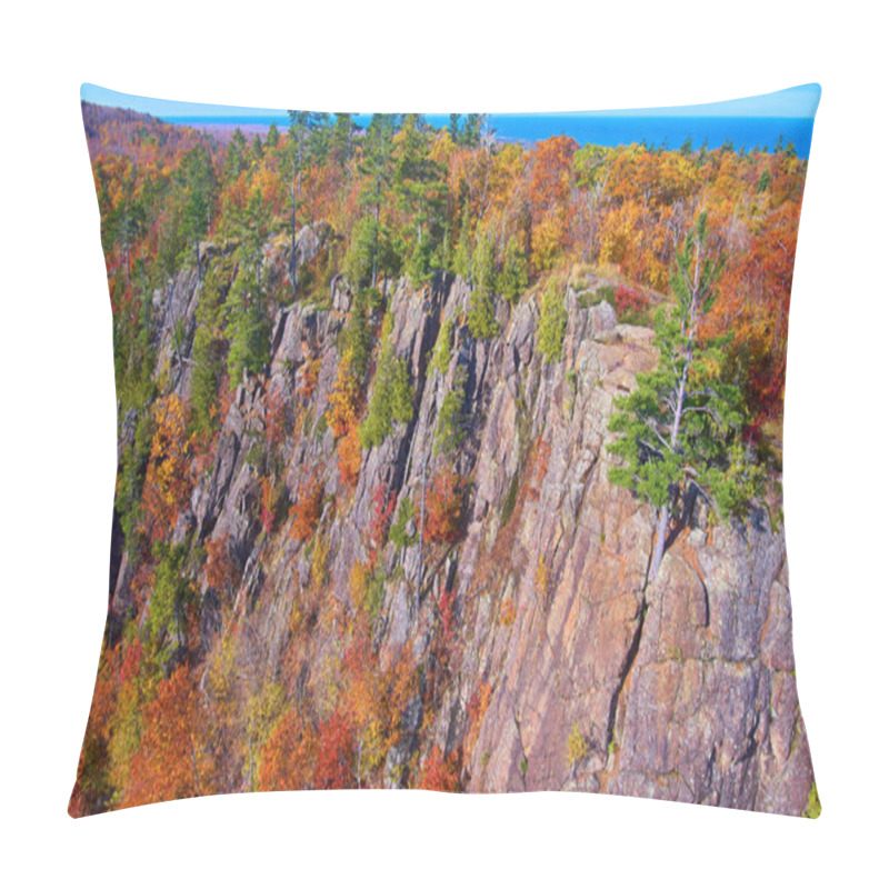 Personality  Fall Forest In The Mountains With Aspens And Pine Trees And Cliff Walls Pillow Covers