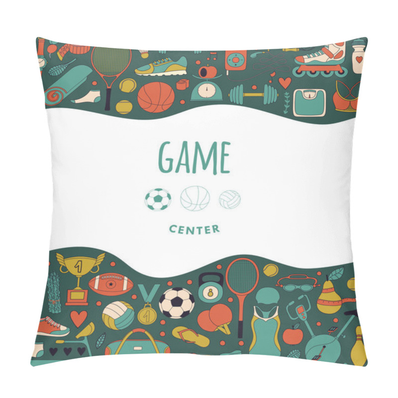 Personality  Fitness And Sport Elements In Doodle Style Pillow Covers