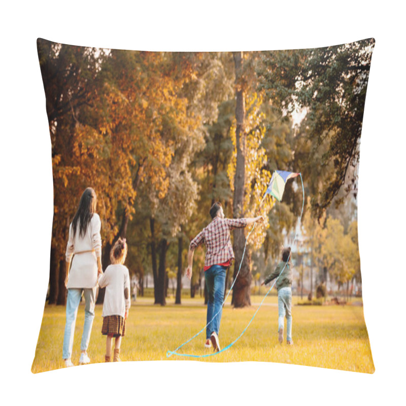 Personality  Family Flying Kite In Park Pillow Covers