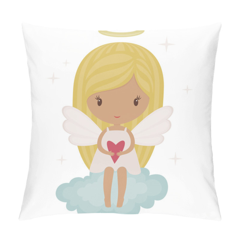 Personality  Angel Girl On A Cloud With Heart Pillow Covers