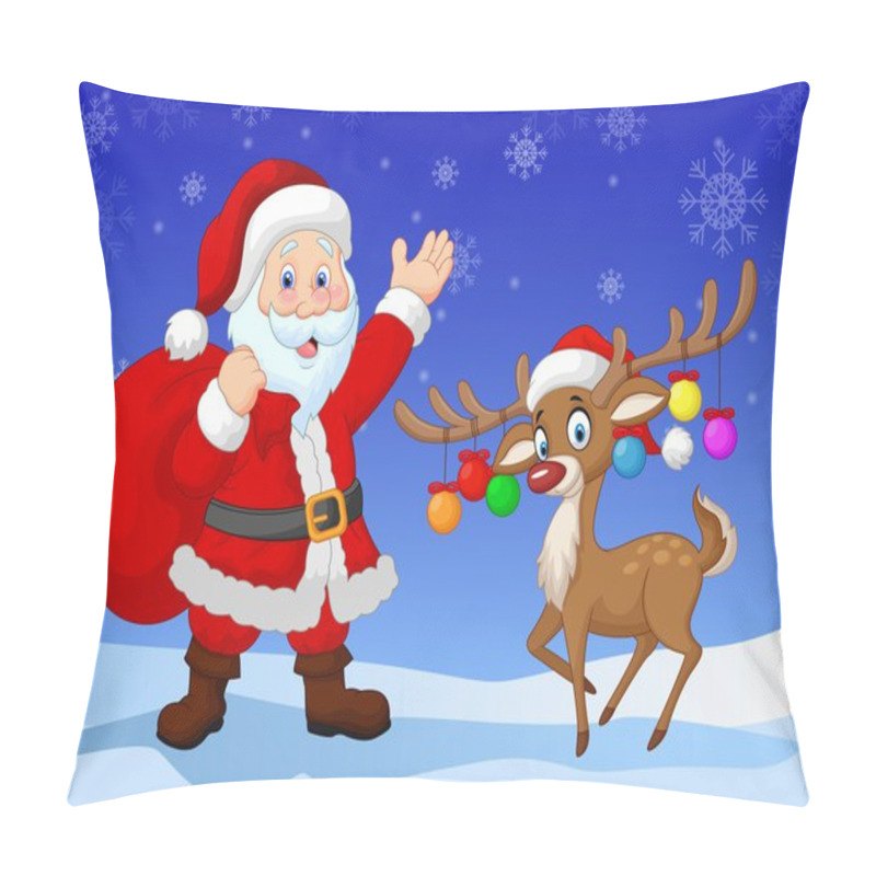 Personality  Cartoon Santa Clause With Deer Pillow Covers