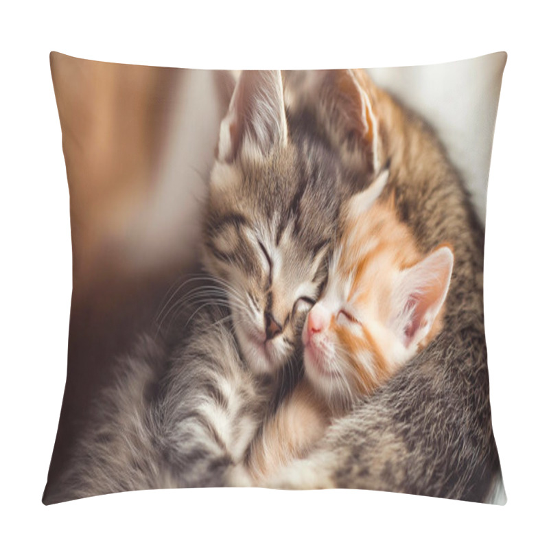 Personality  Very Cute Tiny And Small Adorable Babies Miniature Kittens Hugging With Mother Cat Pillow Covers