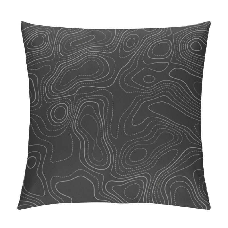 Personality  Terrain Topography Actual Topography Map Dark Seamless Design Fetching Tileable Isolines Pattern Pillow Covers