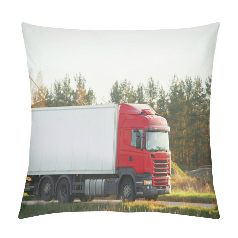 Personality  Commercial Truck Passing Green Field Scenery Pillow Covers