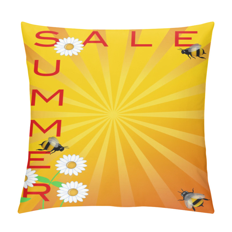 Personality  Summer Sale Sign With Daisies Flowers And Bumble Bees Pillow Covers