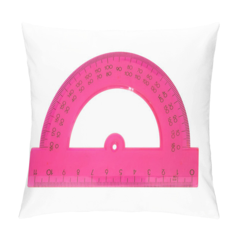 Personality  Pink Protractor For Measuring Angle Isolated On White Background Pillow Covers