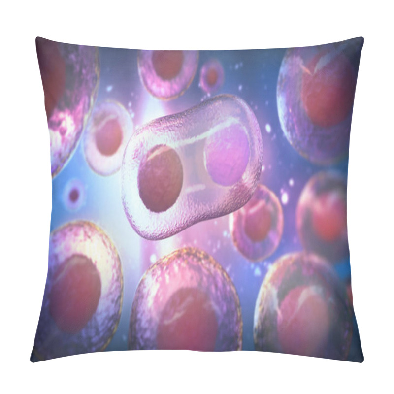 Personality  Microscope Of Human Stem Cells, 3d Rendering. Pillow Covers