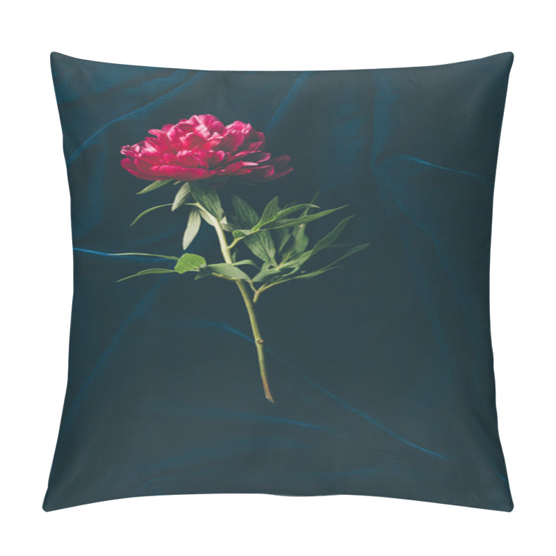 Personality  Top View Of One Pink Peony On Dark Cloth Pillow Covers