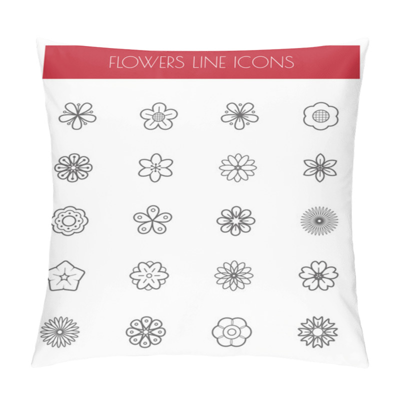 Personality  Thin Line Flower Icons Set. Pillow Covers