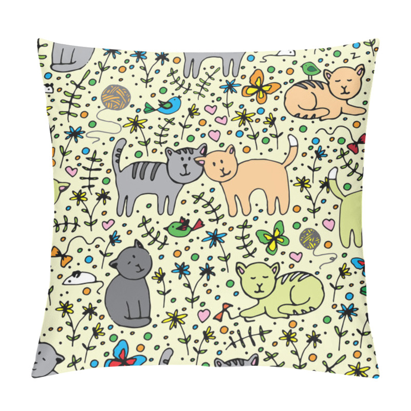 Personality  Seamlessly Pattern With Cats Pillow Covers