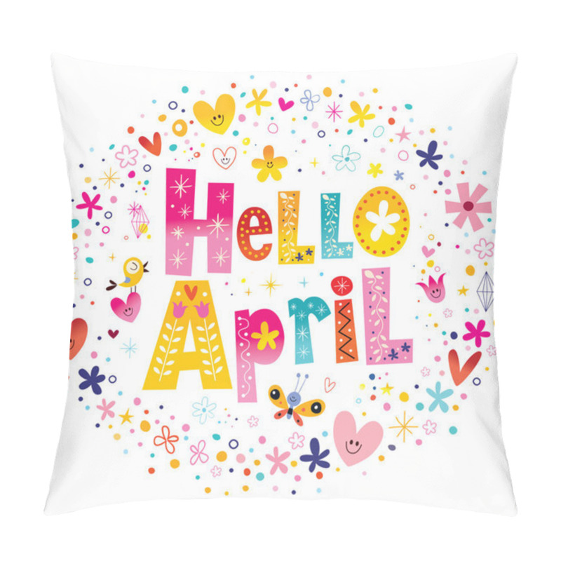 Personality  Hello April Unique Lettering With Flowers And Hearts Spring Design Pillow Covers