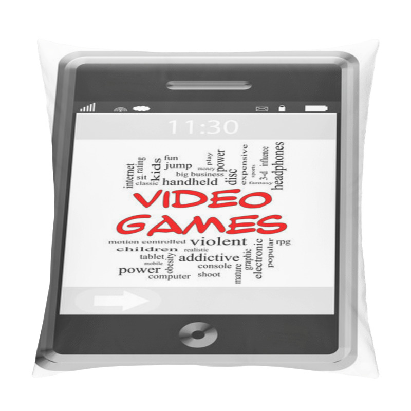 Personality  Video Games Word Cloud Concept On Touchscreen Phone Pillow Covers