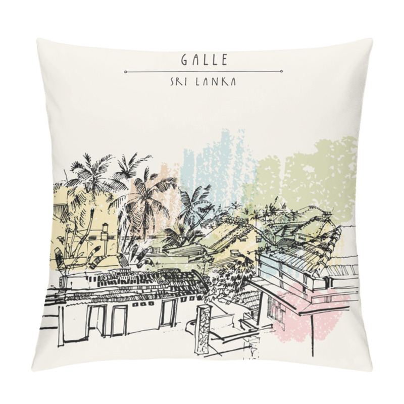 Personality  Palm Trees And Roofs In Galle Pillow Covers