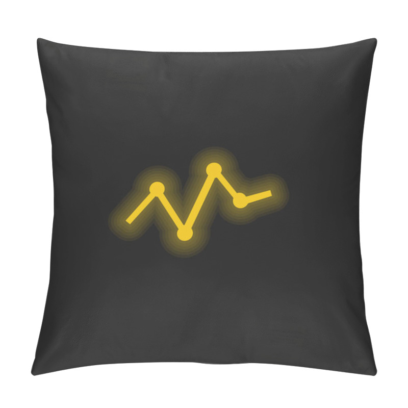 Personality  Analysis Of Business Statistics In A Line Graphic With Points Yellow Glowing Neon Icon Pillow Covers