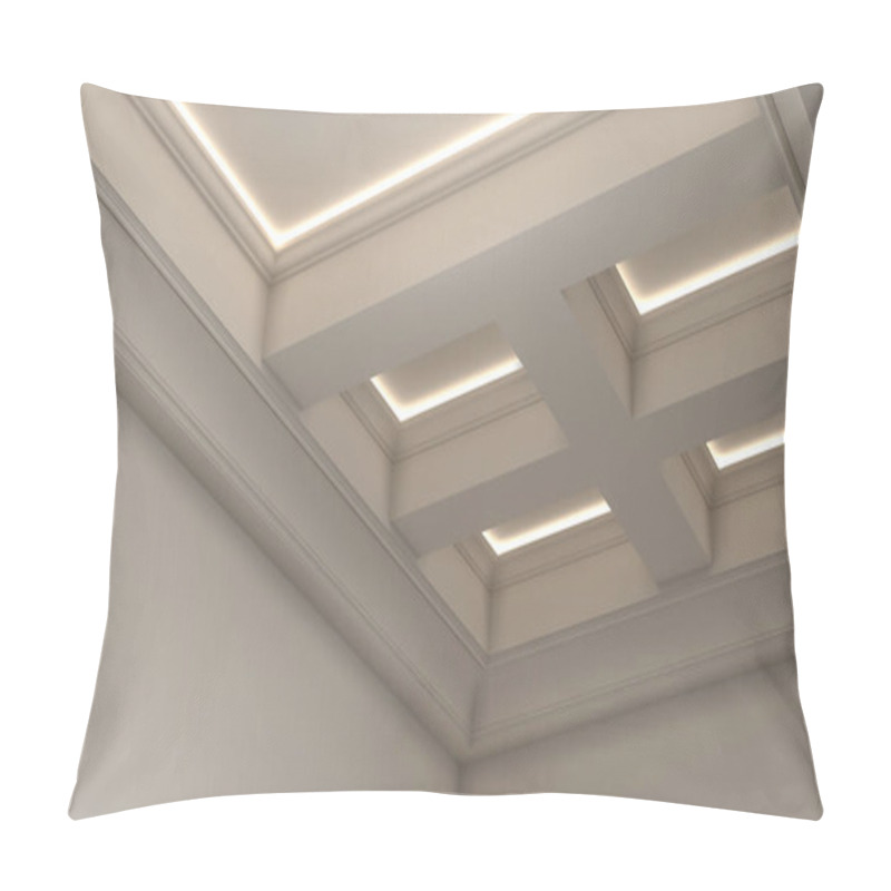 Personality  3d Rendering Of A Coffered Ceiling With Classic Molding And Linear Concealed Led Illumination Pillow Covers